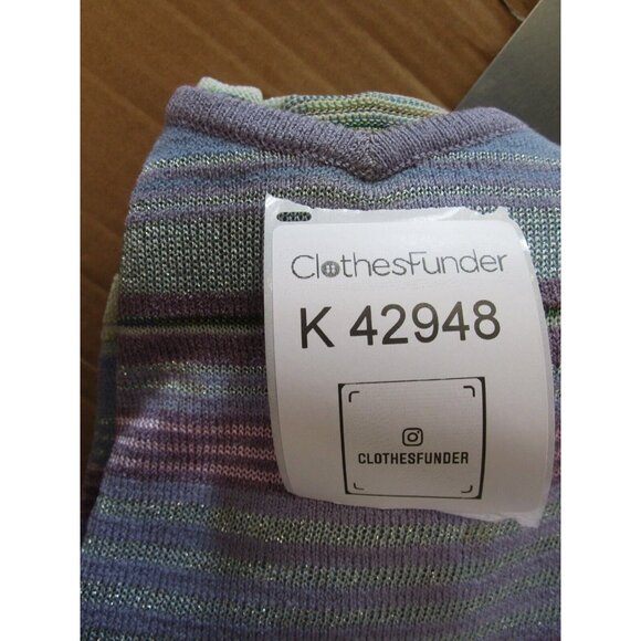 St John Sweater Large Purple Vest Pullover Striped Knit V-Neck USA * - Picture 10 of 10